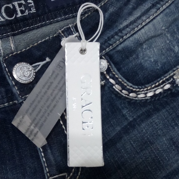 Grace in LA NWT Women's Jeans 27 Embellished Shimmer Fade Boot Cut - Picture 6 of 7